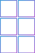 Tabela de quadrados com três linhas e duas colunas representando arrays multidimensionais no C#