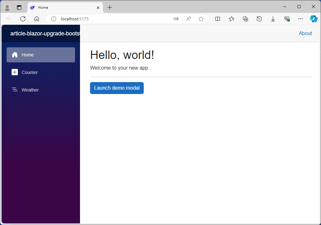 Página inicial com o botão que abre o modal do Bootstrap
