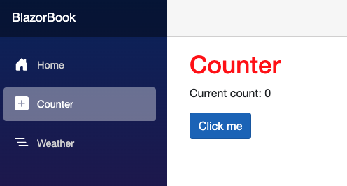 Componente Counter rodando com o modo Interactive Server dos Blazor render modes no navegador