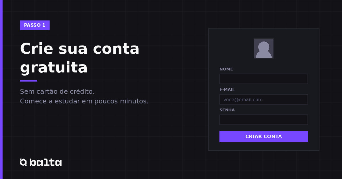 Crie sua conta gratuita no balta.io