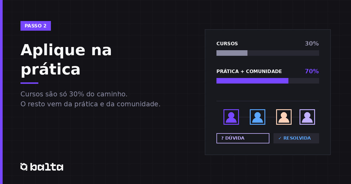 Cursos são 30% do caminho, o restante vem da prática e da comunidade