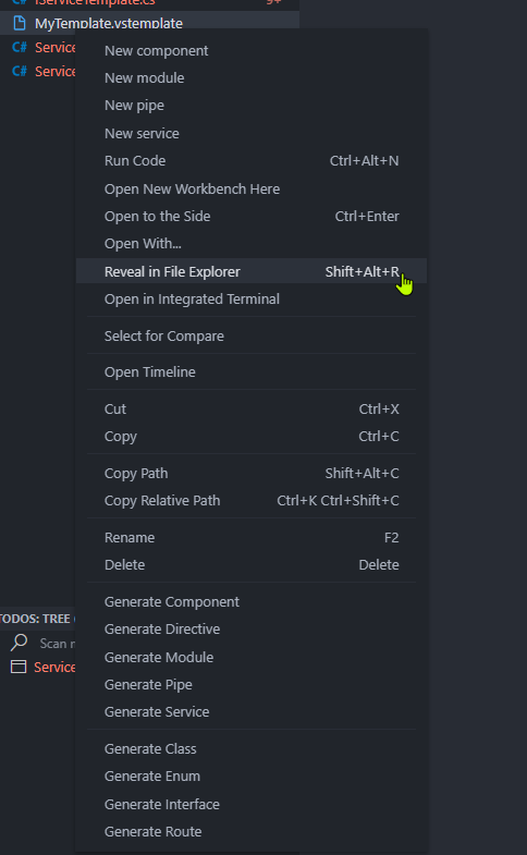 Seleção dos arquivos do template no Windows Explorer com o menu para compactar