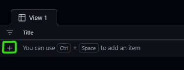 Linha final do projeto com o ícone de mais para adicionar um novo item