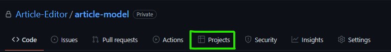 Menu do repositório com a aba Projetos para a gestão de projetos no GitHub