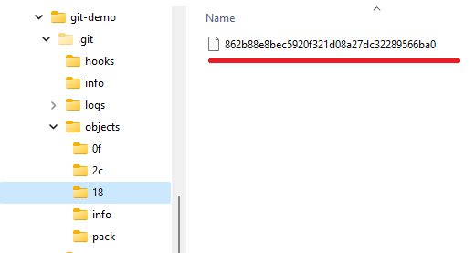 Pasta objects do repositório com subpastas nomeadas pelos dois primeiros caracteres de cada hash