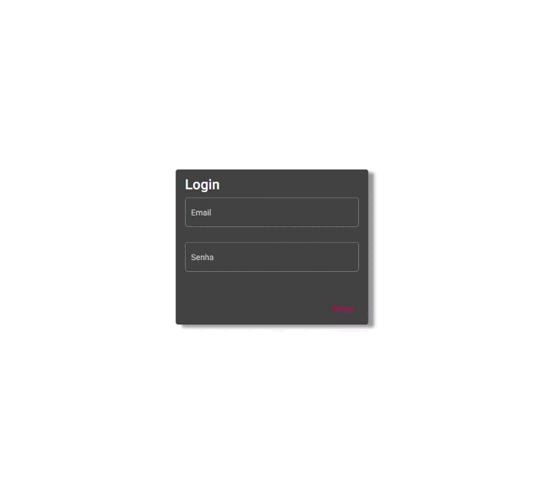 Animação da tela de login com Angular validando os campos e redirecionando para a Home após a autenticação