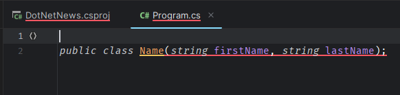 Editor de código marcando como erro a sintaxe do C# 12 preview, enquanto o terminal mostra o build concluído com sucesso