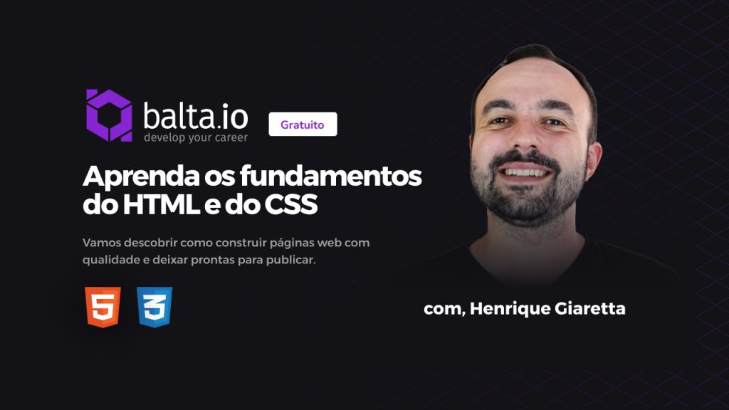 Banner do curso gratuito Fundamentos do HTML e do CSS do balta.io