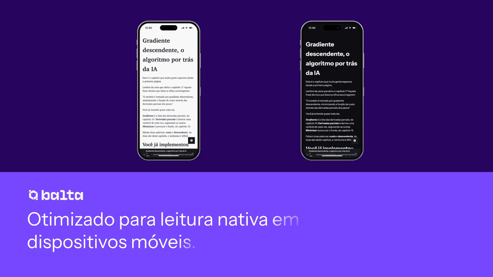 Otimizado para leitura nativa em dispositivos móveis