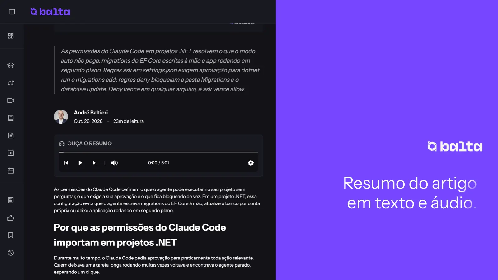 Resumo do artigo em texto e áudio